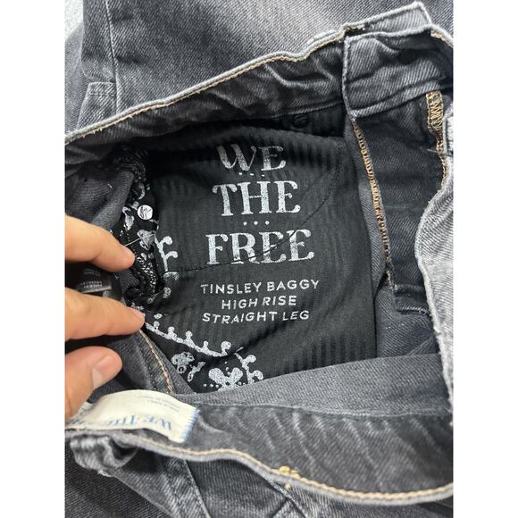 We The Free Tinsley Baggy High Rise Straight Leg Jean 24 90s Grunge Washed Black - Picture 8 of 15